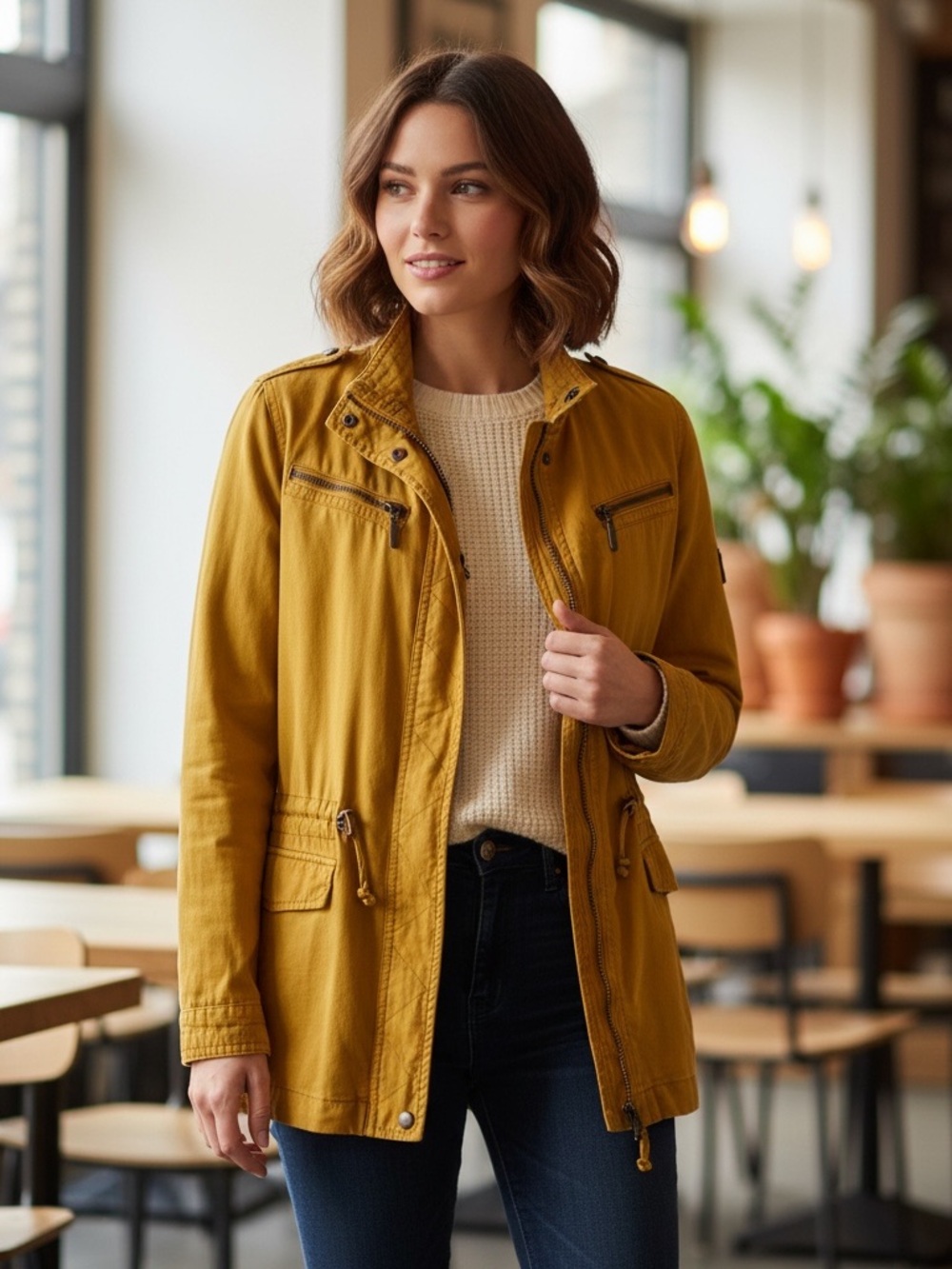 Max Jeans Mustard Field Women Jacket Size M - NWOT